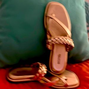 Michael Kors, gold leather sandals